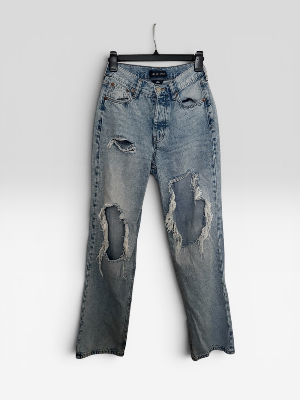 Aeropostale Light Blue Straight Leg Distressed Jeans